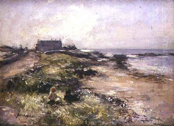 Amongst the Dunes Morrisons Haven East Lothian Oil Painting by Robert Gemmell Hutchison