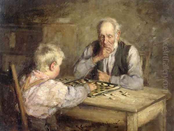 The Draughts Players Oil Painting by Robert Gemmell Hutchison