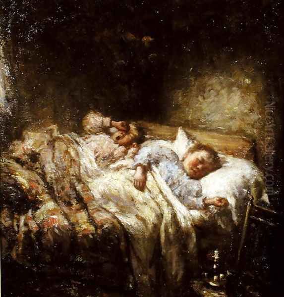 Sleep Oil Painting by Robert Gemmell Hutchison