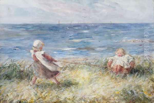 Playing by the Shore Oil Painting by Robert Gemmell Hutchison