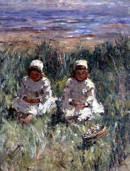 Picking Flowers on the Bents Oil Painting by Robert Gemmell Hutchison