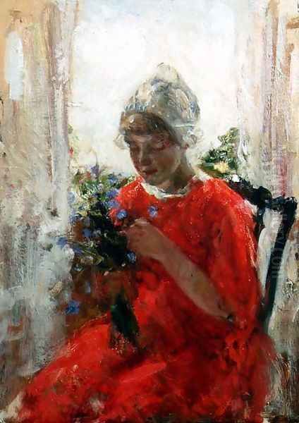 The Red Dress Oil Painting by Robert Gemmell Hutchison