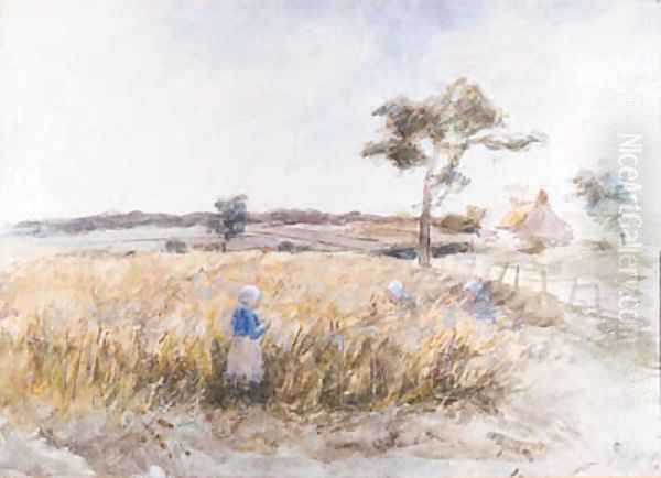 Cornfield at Panbride, Carnoustie Oil Painting by Robert Gemmell Hutchison