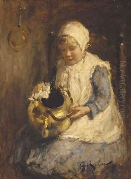 The brass kettle Oil Painting by Robert Gemmell Hutchison