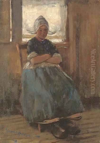 A seated Dutch girl Oil Painting by Robert Gemmell Hutchison