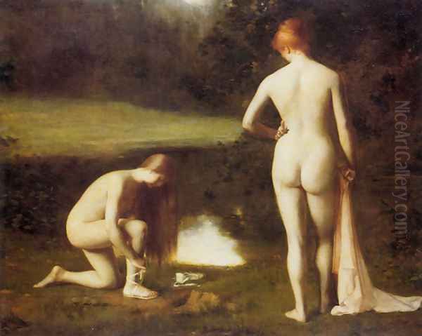 The Bathers Oil Painting by Leon Auguste Cesar Hodebert