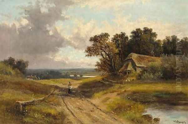 View of Albury Heath, Surrey Oil Painting by Abraham Hulk Jun.