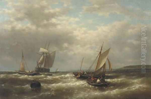 Shipping on a blustery day Oil Painting by Abraham Hulk Jun.