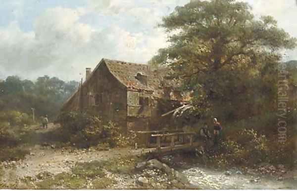 Chatting by the watermill Oil Painting by Abraham Hulk Jun.