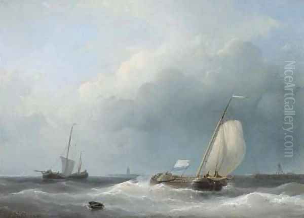 Shipping in a stiff breeze Oil Painting by Abraham Hulk Jun.