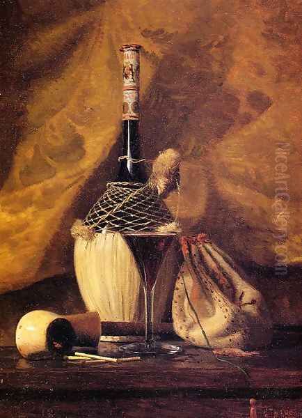 Still Life with Pipe and Bottle Oil Painting by George Thompson Hobbs