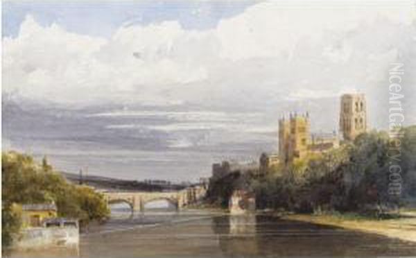 Durham Cathedral From The River Wear Oil Painting by Thomas Shotter Boys