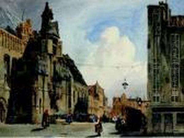 Vue Animee De L'hotel De Ville De Saint Omer Oil Painting by Thomas Shotter Boys