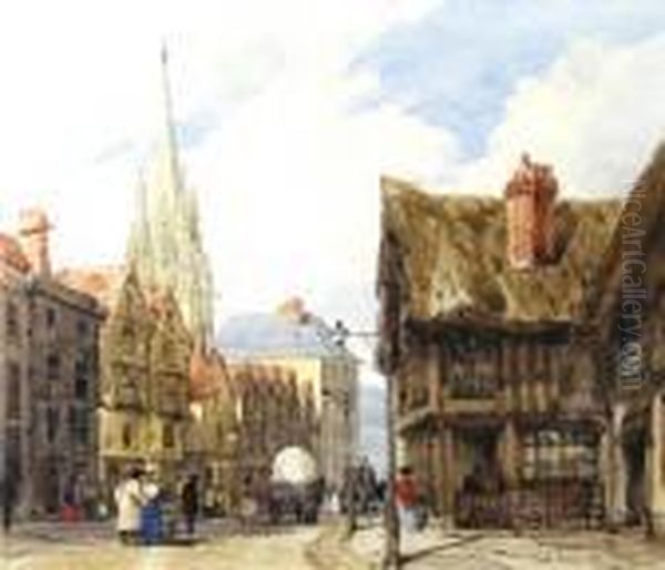 A View In Oxford Oil Painting by Thomas Shotter Boys