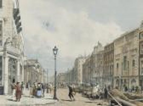 Piccadilly, Looking Towards The 
City; Westminster Abbey; Hyde Parkcorner; Hyde Park, Near Grosvenor 
Gate; Temple Bar From The Strand;entry To The Strand From Charing Cross;
 The Strand; And Buckinghampalace From St James's Park, From Original 
Views Oil Painting by Thomas Shotter Boys