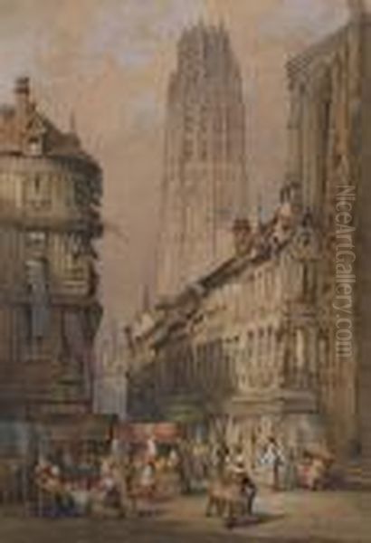 Place De La Calende A Rouen Oil Painting by Thomas Shotter Boys