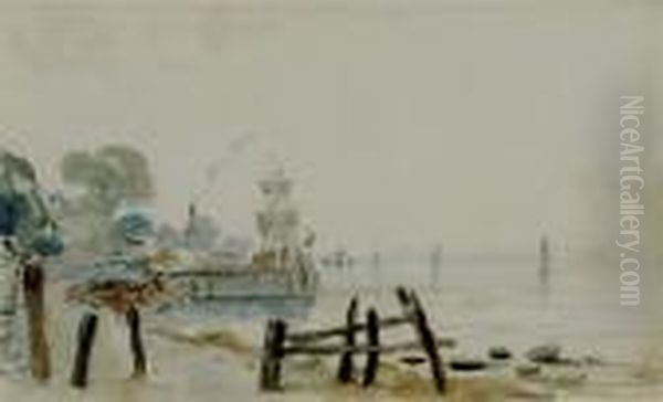 Shipping Scenes Recto And Verso Oil Painting by Thomas Shotter Boys