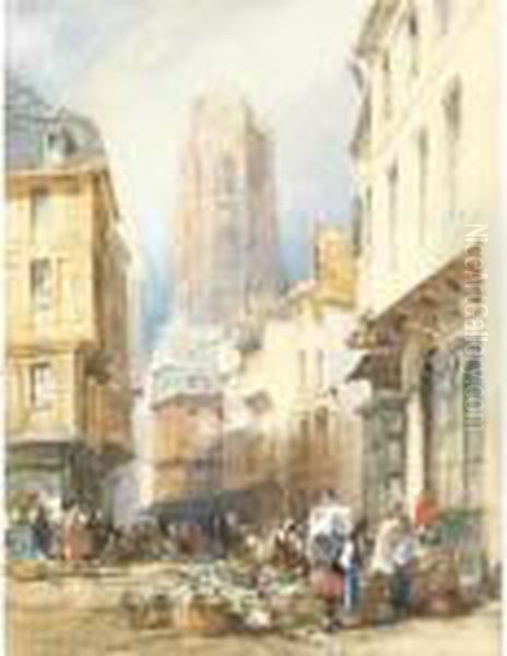 Various Properties
 

 
 
 

 
 A Market Scene, Rouen, The Church Of St. Ouen Beyond Oil Painting by Thomas Shotter Boys