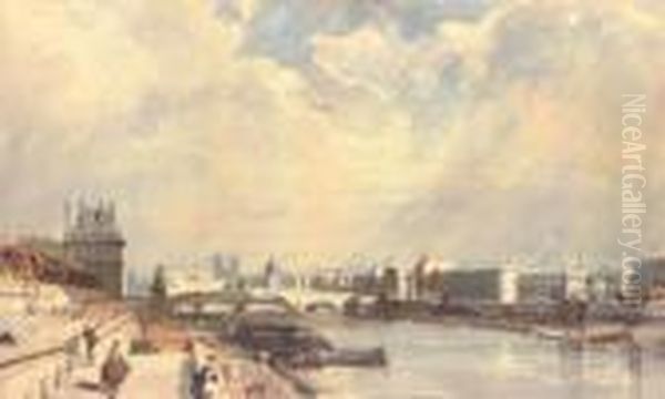 Le Pont Royal, Paris, France Oil Painting by Thomas Shotter Boys