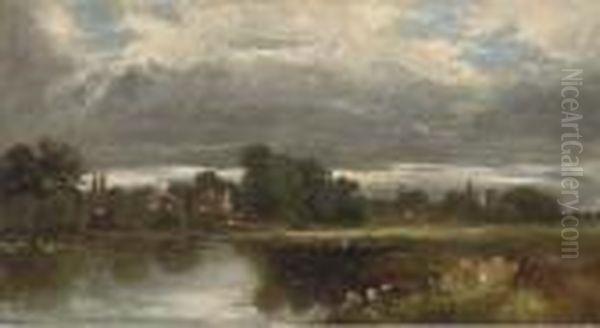 View Towards Hampton Court From The Moseley Oil Painting by Thomas Shotter Boys