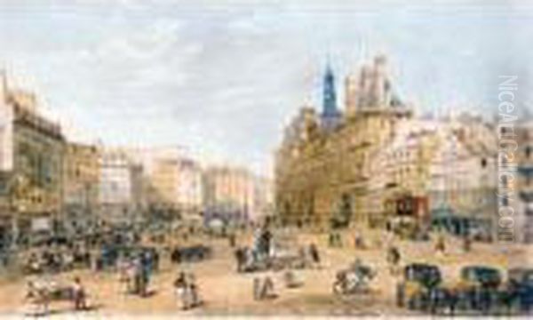 Place De Greve, Paris Oil Painting by Thomas Shotter Boys