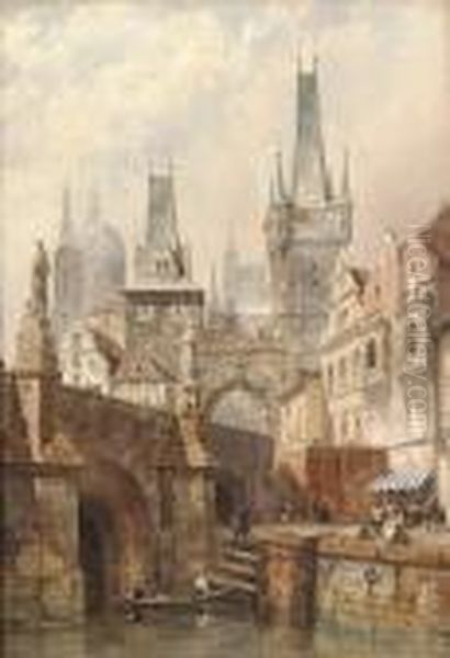 The Charles Bridge, Prague Oil Painting by Thomas Shotter Boys