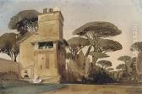 A Tuscan Villa Surrounded By Trees Oil Painting by Thomas Shotter Boys