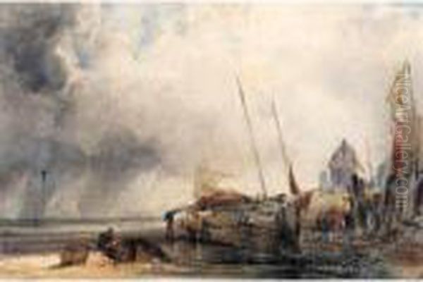 St-valery-sur-somme Oil Painting by Thomas Shotter Boys