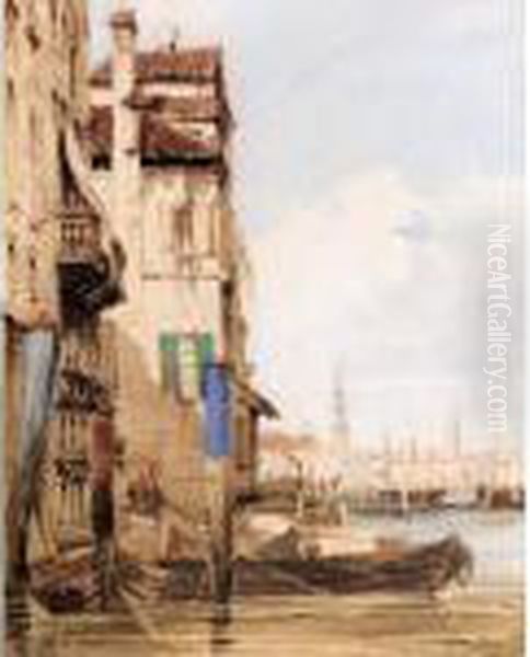 A Venetian Scene Oil Painting by Thomas Shotter Boys