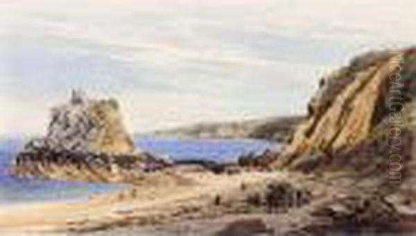 L'islet In Bouley Bay Looking Towards The Tour De Rozel, Jersey Oil Painting by Thomas Shotter Boys