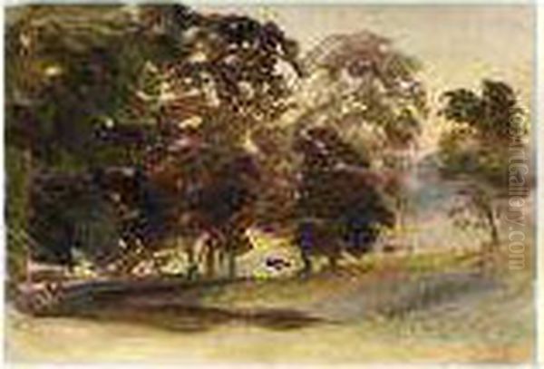 Trees In A Park Oil Painting by Thomas Shotter Boys