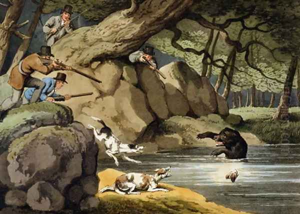 North America Bear Hunt Oil Painting by Samuel Howitt