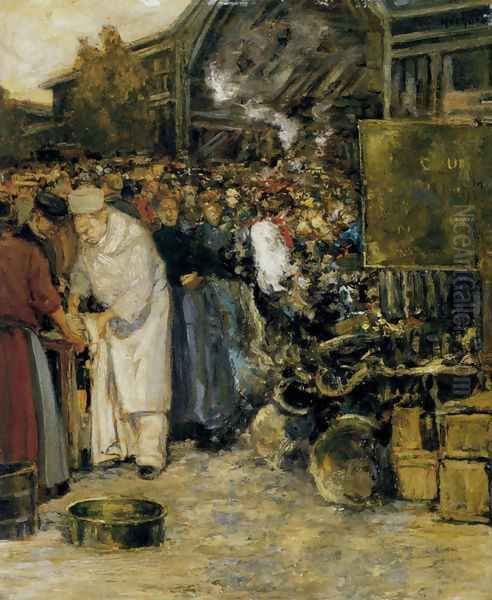 At The Marketplace Oil Painting by Gaston Hochard