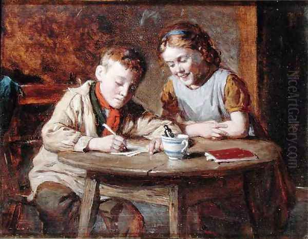 Writing a Letter Oil Painting by William Hemsley