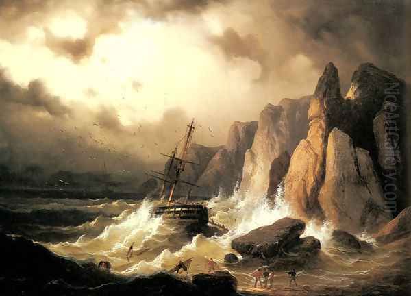 The Shipwreck Oil Painting by Ferdinand Hofbauer