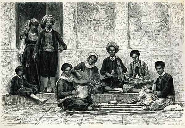 A Jewish Concert Tlemcen Oil Painting by Henri Theophile Hildibrand