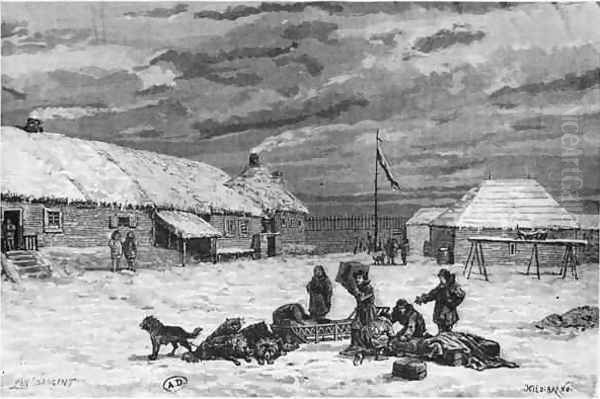 Fur Trade in Alaska Fort Saint Michel Oil Painting by Henri Theophile Hildibrand