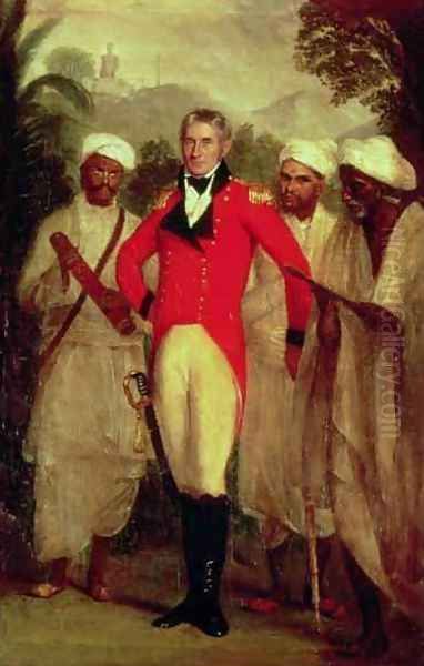 Colonel Colin Mackenzie and his Indian pandits Oil Painting by Thomas Hickey