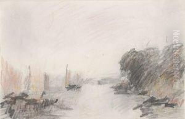 Cowes (after Turner) Oil Painting by Hercules Brabazon Brabazon