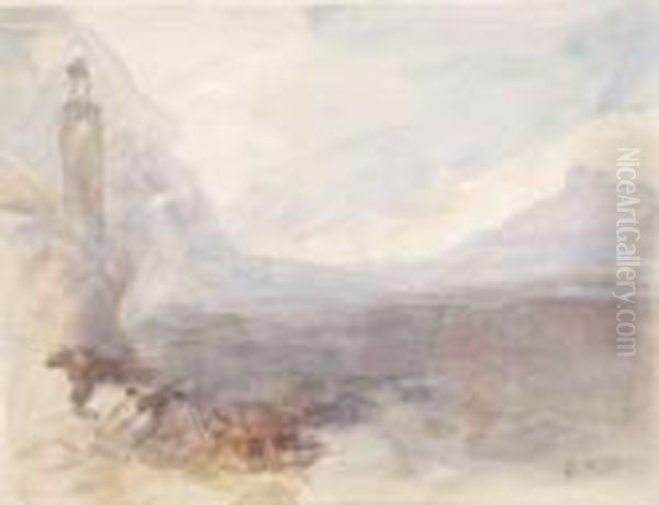 Coastal Scene (after Turner) Oil Painting by Hercules Brabazon Brabazon