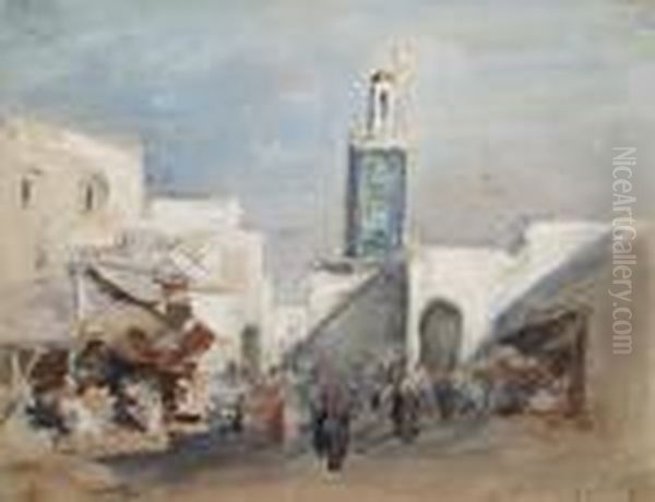 A Middle Eastern Bazaar Oil Painting by Hercules Brabazon Brabazon