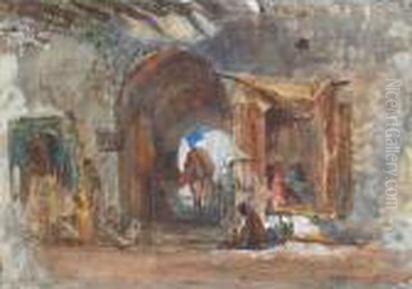 An Eastern Bazaar, Constantine Oil Painting by Hercules Brabazon Brabazon