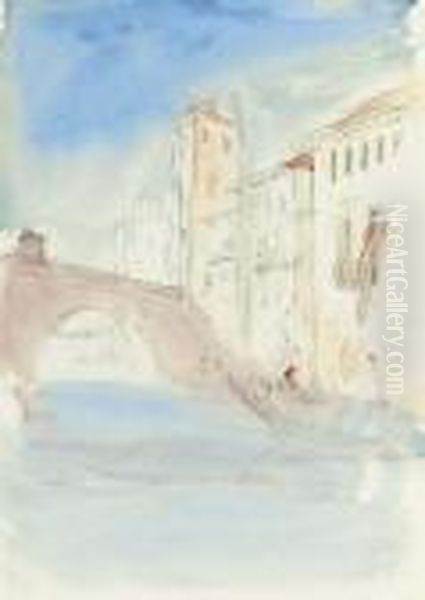 A Gondala On A Venetian Canal Oil Painting by Hercules Brabazon Brabazon