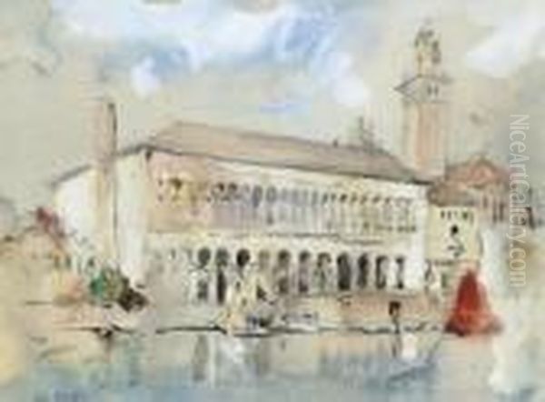 A Venetian Palazzo With A Bell Tower Beyond Oil Painting by Hercules Brabazon Brabazon