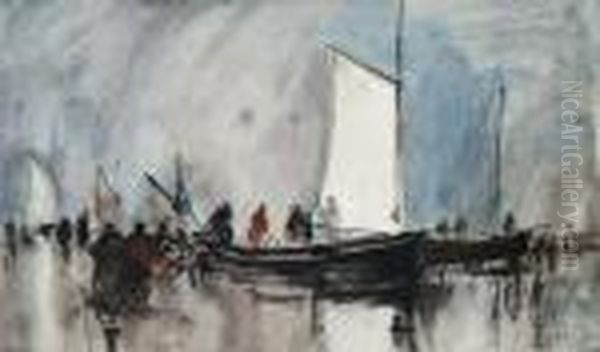 Fishing Boats Oil Painting by Hercules Brabazon Brabazon