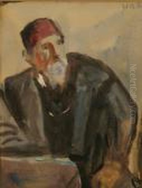 Man In A Fez Oil Painting by Hercules Brabazon Brabazon