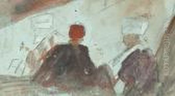 Figure Study Of 3 Arab Men Oil Painting by Hercules Brabazon Brabazon