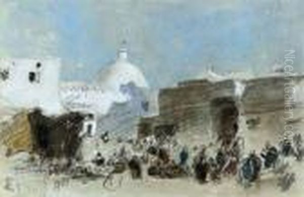 The Market At Esneh, Egypt Oil Painting by Hercules Brabazon Brabazon