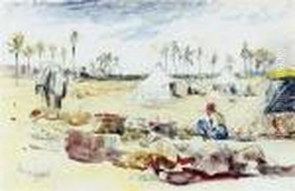 An Arab Encampment At Menegesh Oil Painting by Hercules Brabazon Brabazon