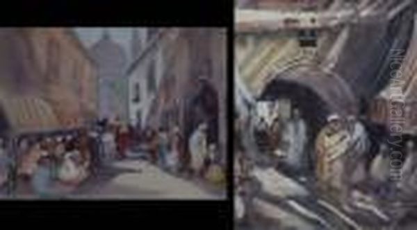 Moroccan Street Scenes Oil Painting by Hercules Brabazon Brabazon